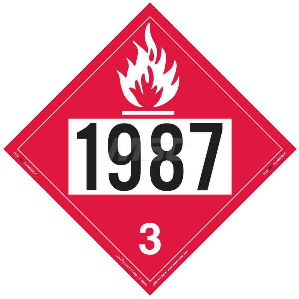 DOT Placards & Holders, Legend: Flammable Liquid , Material: Vinyl , Legend Color: Red , Placard Coating: UV  MPN:ZEZ21987