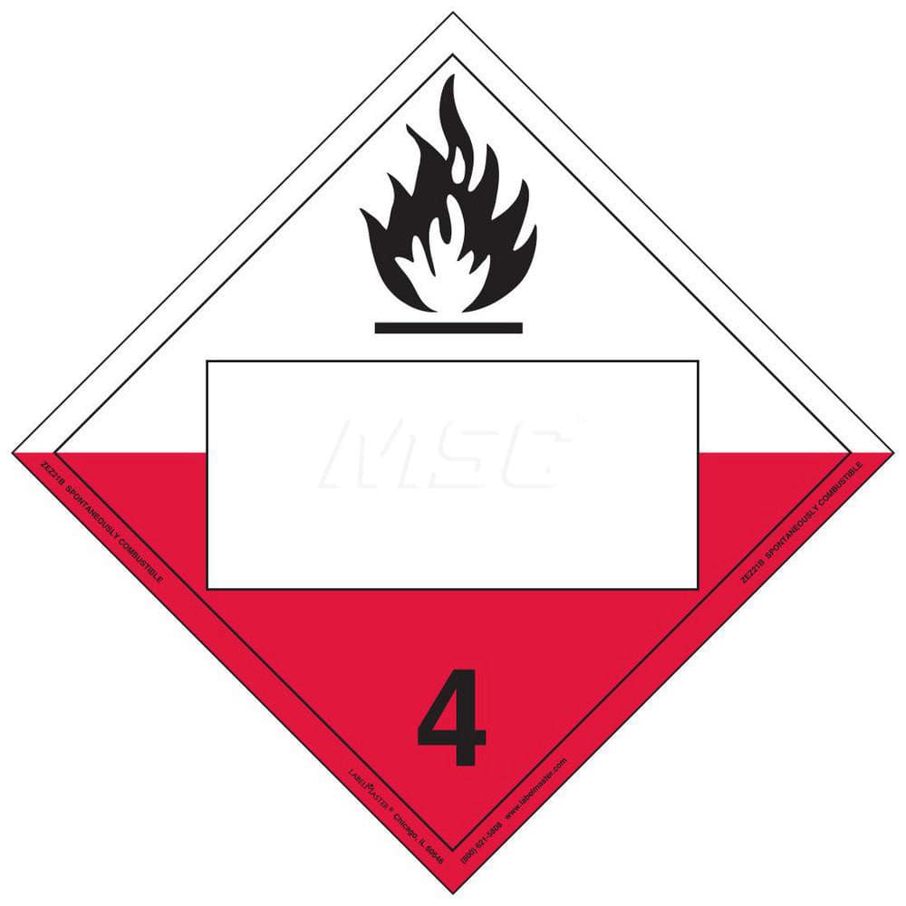 DOT Placards & Holders, Legend: Spontaneously Combustible , Material: Vinyl , Legend Color: Red , Placard Coating: UV  MPN:ZEZ21B