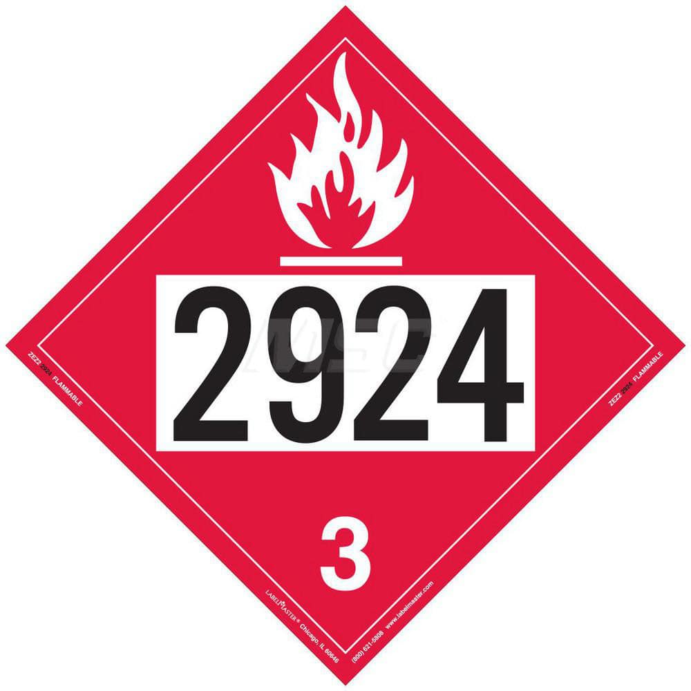 DOT Placards & Holders, Legend: Flammable Liquid , Material: Vinyl , Legend Color: Red , Placard Coating: UV  MPN:ZEZ22924