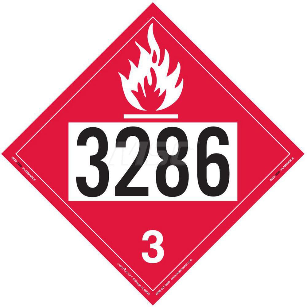 DOT Placards & Holders, Legend: Flammable Liquid , Material: Vinyl , Legend Color: Red , Placard Coating: UV  MPN:ZEZ23286