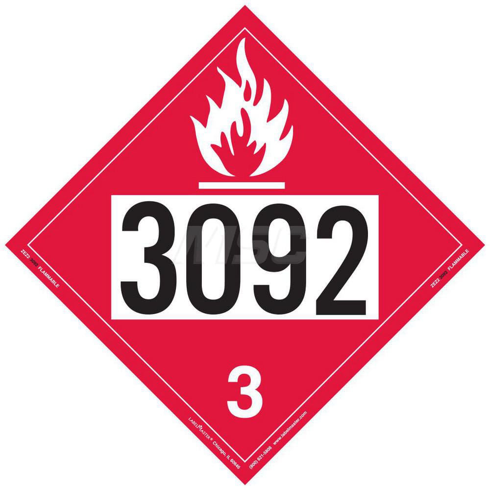 DOT Placards & Holders, Legend: Flammable Liquid , Material: Vinyl , Legend Color: Red , Placard Coating: UV  MPN:ZEZP2-3092