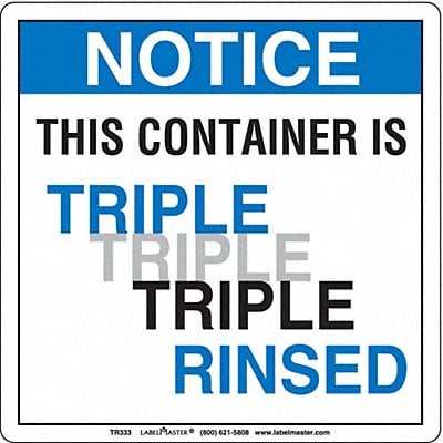 Triple Rinsed Container Labl 6 x6 PK100 MPN:TR333