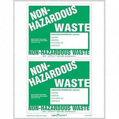 Laser Non-Hazardous Waste Label PK25 MPN:GWLZ7