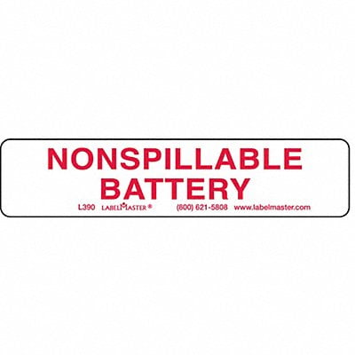 Nonspillable Battery Label PK500 MPN:L390