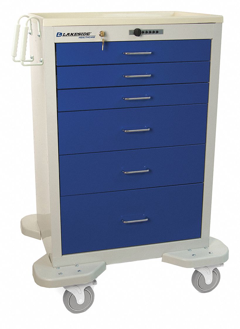 Medical Prcedure Cart 6Drawers Gray/Blue MPN:C-630-P-2B