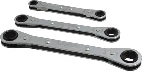 Ratcheting Box Wrench Set: 3 Pc, 1/2 x 9/16