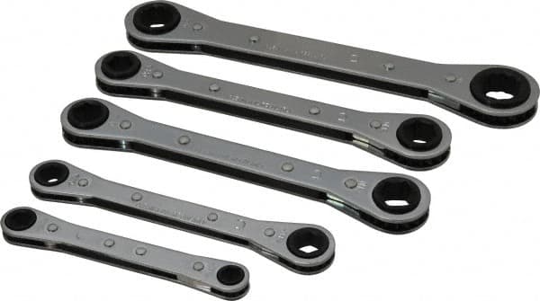 Ratcheting Box Wrench Set: 5 Pc, 11 x 13 mm 12 x 14 mm 15 x 17 mm 7 x 8 mm & 9 x 10 mm Wrench, Metric MPN:RBM-5M