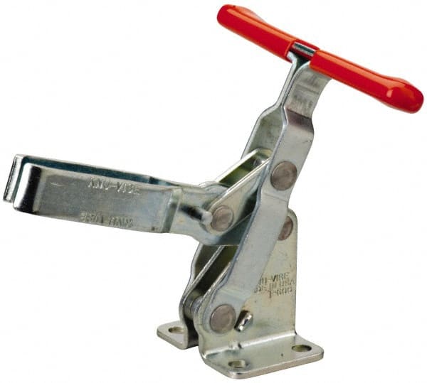 Manual Hold-Down Toggle Clamp: Vertical, 600 lb Capacity, U-Bar, Flanged Base MPN:T-600