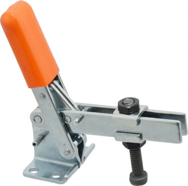 Manual Hold-Down Toggle Clamp: Vertical, 100 lb Capacity, U-Bar, Flanged Base MPN:V-100