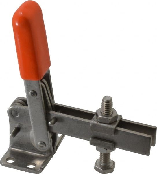 Manual Hold-Down Toggle Clamp: Vertical, 100 lb Capacity, U-Bar, Flanged Base MPN:V-100(SS)