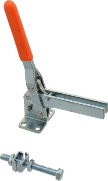 Manual Hold-Down Toggle Clamp: Vertical, 200 lb Capacity, U-Bar, Flanged Base MPN:V-200