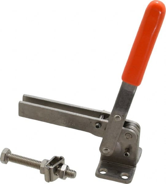 Manual Hold-Down Toggle Clamp: Vertical, 200 lb Capacity, U-Bar, Flanged Base MPN:V-200(SS)