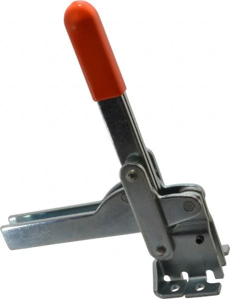 Manual Hold-Down Toggle Clamp: Vertical, 800 lb Capacity, U-Bar, Flanged Base MPN:V-800