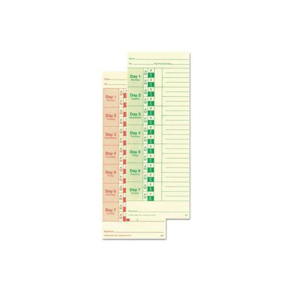 Lathem Time Cards, Weekly, 2-Sided, 3 3/8in x 9in, Box Of 100 (Min Order Qty 15) MPN:M2-100