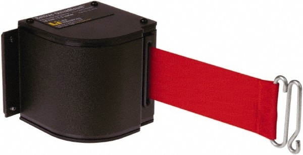 Pedestrian Barrier Retractable Belt: Aluminum, Black, Wall Mount, Use with Upright MPN:50-3016M/WB/18/