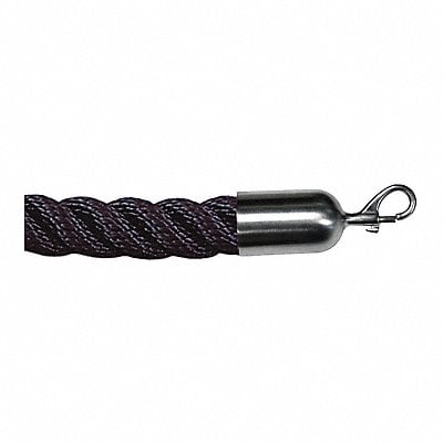 Barrier Rope Nylon Black 6 ft L MPN:ROPE-TWST-33-06/0-2-SNAP-1S