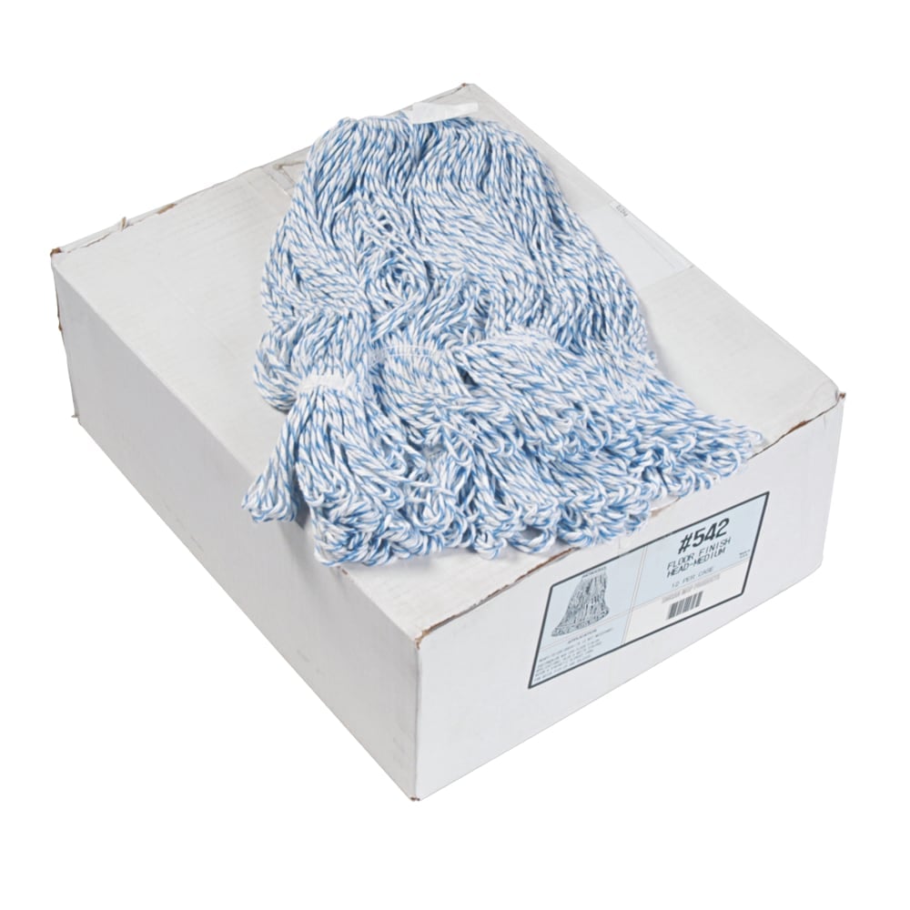 Boardwalk Rayon/Polyester Floor Finish Mop Heads, White/Blue, Pack Of 12 Mop Heads MPN:542CT