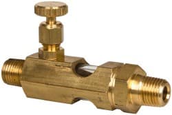 1/4 Outlet Thread, 1/4 Inlet Thread, Brass, Straight Valve, Oil Reservoir Needle Valve MPN:N102-02