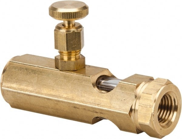 1/4 Outlet Thread, 1/4 Inlet Thread, Brass, Straight Valve, Oil Reservoir Needle Valve MPN:N102-04