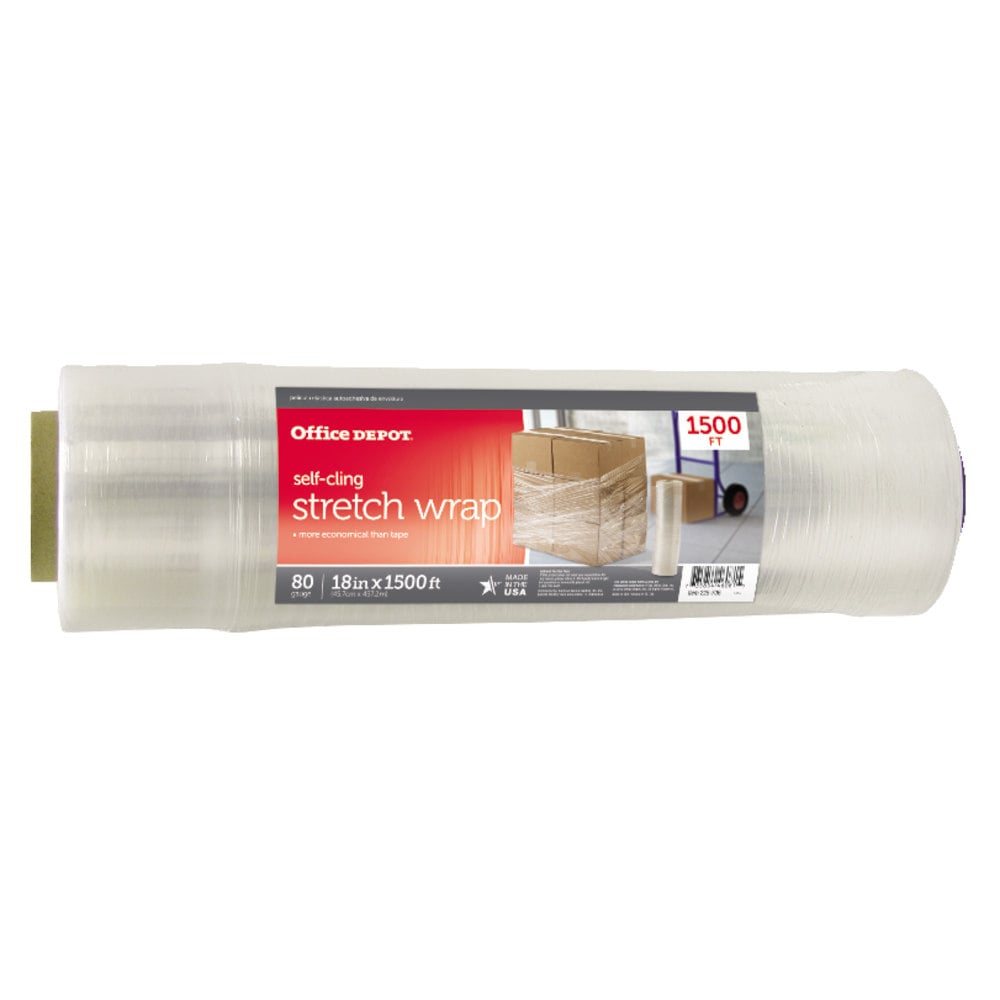 Office Depot Brand Stretch Wrap Film, 18in x 1500ft Roll, Clear (Min Order Qty 2) MPN:32005-OD