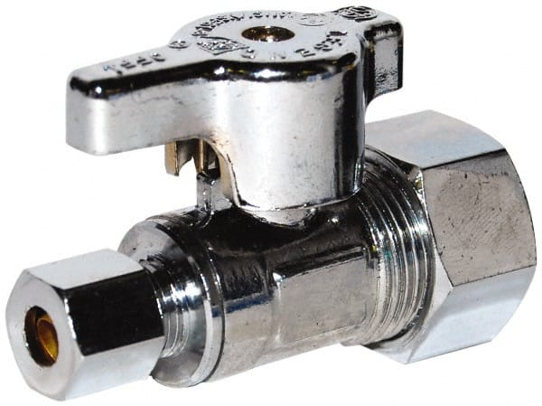 NPT 1/2 Inlet, 125 Max psi, Chrome Finish, Carbon Steel Water Supply Stop Valve MPN:114-653NL