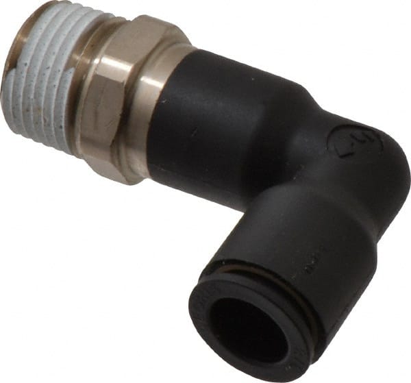 Push-To-Connect Tube to Male NPT Tube Fitting: Extended Male Elbow, 3/8