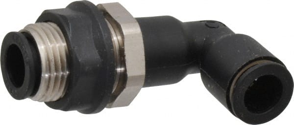 Push-To-Connect Tube to Tube Tube Fitting: Bulkhead Union Elbow, 3/8