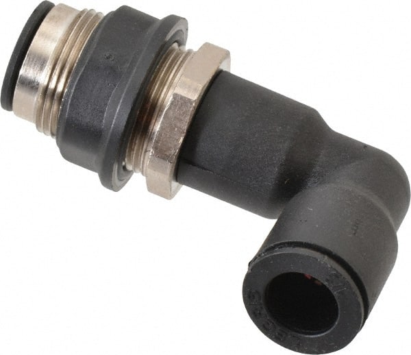 Push-To-Connect Tube to Tube Tube Fitting: Bulkhead Union Elbow, 1/2