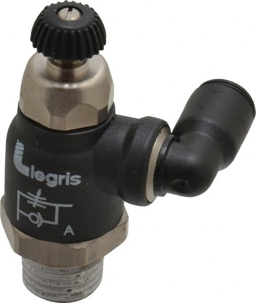 Air Flow Control Valve: Compact Swivel Outlet Flow Control, Tube x NPT, 1/4