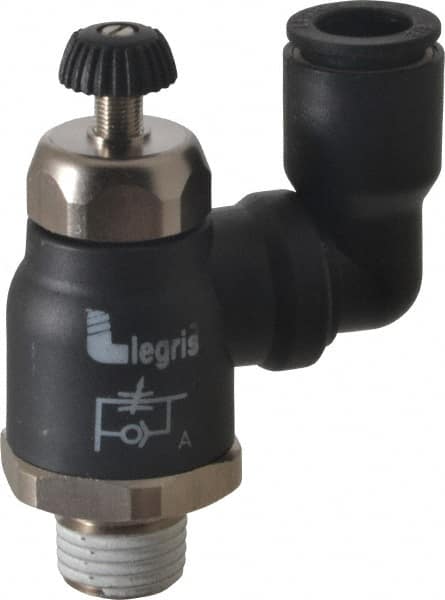 Air Flow Control Valve: Compact Swivel Outlet Flow Control, Tube x NPT, 3/8