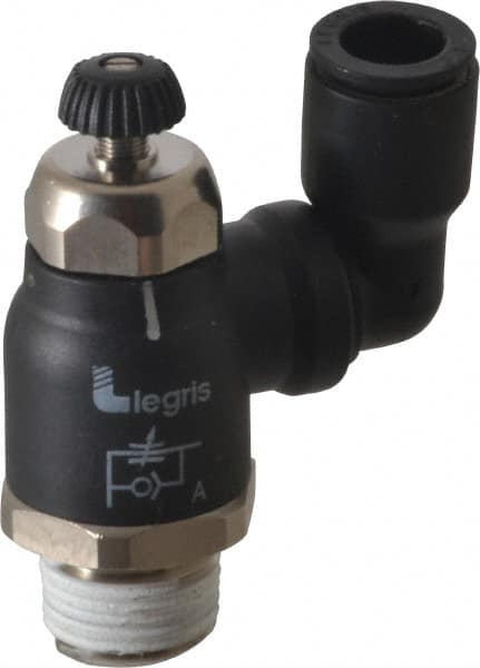 Air Flow Control Valve: Compact Swivel Outlet Flow Control, Tube x NPT, 3/8