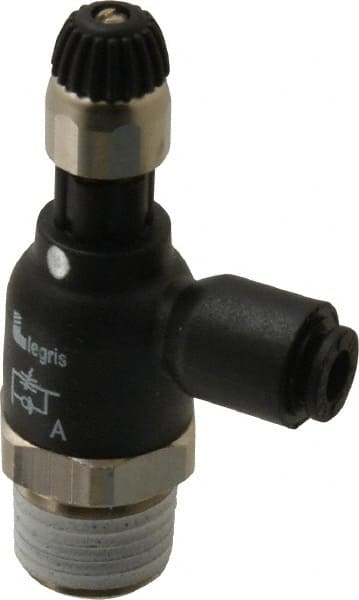 Air Flow Control Valve: Compact Meter Out Flow Control, Tube x MNPT, 5/32