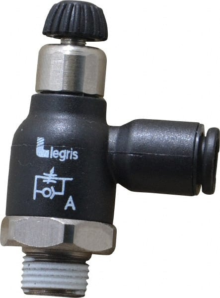 Air Flow Control Valve: Compact Meter Out Flow Control, Tube x BSPT, 6mm Tube OD MPN:7065 06 10