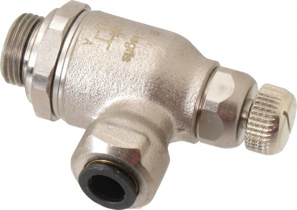 Air Flow Control Valve: Push-to-Connect Metal Flow Control, Tube x BSPP, 8mm Tube OD MPN:7100 08 17