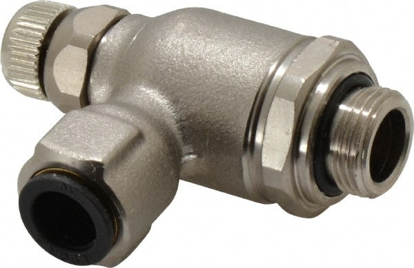 Air Flow Control Valve: Push-to-Connect Metal Flow Control, Tube x BSPP, 10mm Tube OD MPN:7100 10 17