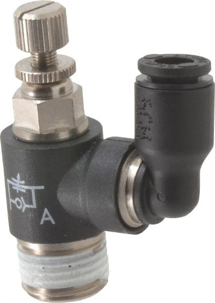 Air Flow Control Valve: Miniature Swivel Outlet Flow Control, Tube x NPT, 5/32