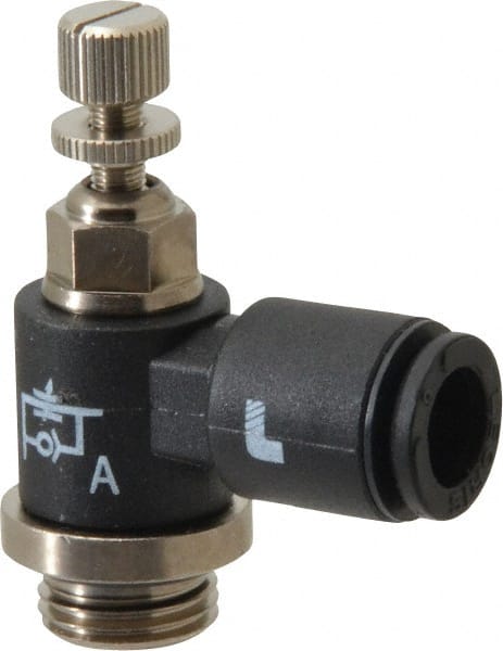 Air Flow Control Valve: Miniature Exhaust, Tube x BSPP, 6mm Tube OD, 145 Max psi MPN:7660 06 10