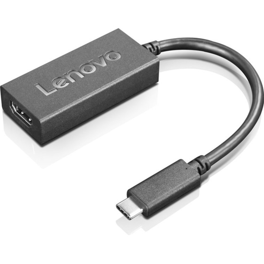 Lenovo USB-C to HDMI 2.0b Adapter - 9.40in HDMI/USB A/V Cable for Audio/Video Device, Notebook, Monitor, Projector - First End: 1 x USB Type C - Male - Second End: 1 x HDMI 2.0b Type A Digital Audio/Video - Female - Black (Min Order Qty 2) MPN:4X90R61022