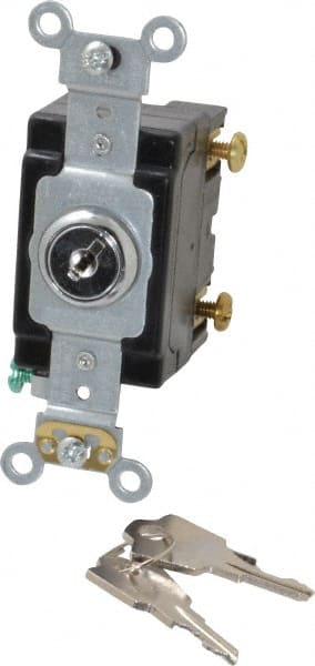 1 Pole, 120 to 277 VAC, 20 Amp, Industrial Grade Key Lock Wall Switch MPN:1221-2KL