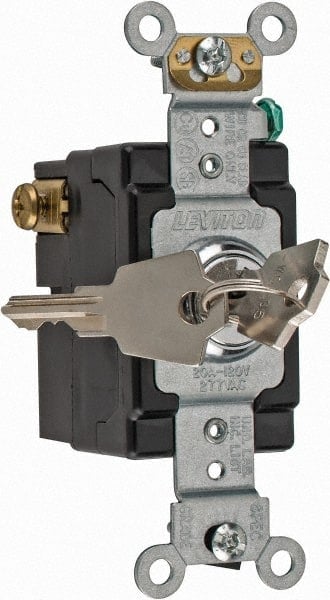 3 Pole, 120 to 277 VAC, 20 Amp, Industrial Grade Key Lock Three Way Switch MPN:1223-2KL