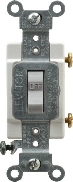 1 Pole, 120 to 277 VAC, 15 Amp, Commercial Grade Toggle Wall Switch MPN:CS115-2GY