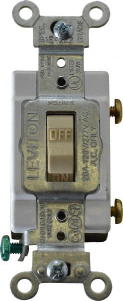 1 Pole, 120 to 277 VAC, 20 Amp, Commercial Grade Toggle Wall Switch MPN:CS120-2I