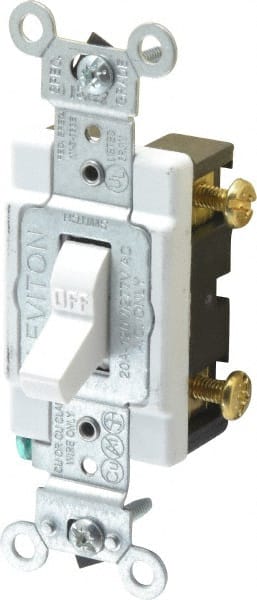 1 Pole, 120 to 277 VAC, 20 Amp, Commercial Grade Toggle Wall Switch MPN:CS120-2W