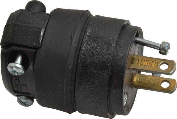 Straight Blade Plug: Residential, 1-15P, 125VAC, Black MPN:115PR