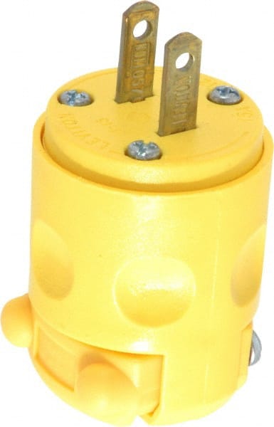 Straight Blade Plug: Residential, 1-15P, 125VAC, Yellow MPN:115PV