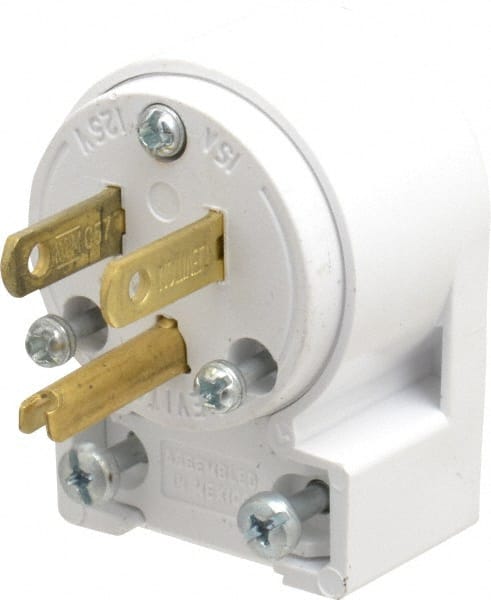 Straight Blade Plug: Residential, 5-15P, 125VAC, White MPN:515AN-W