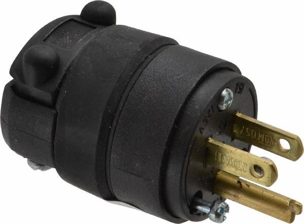 Straight Blade Plug: Residential, 5-15P, 125VAC, Black MPN:515PR