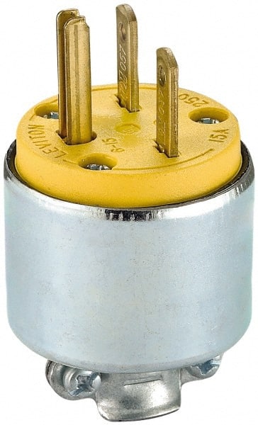 Straight Blade Plug: Residential, 6-15P, 250VAC, Yellow MPN:615PA