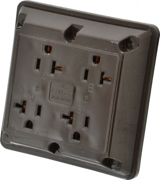 Straight Blade Fourplex Receptacle: NEMA 5-20R, 20 Amps, Self-Grounding MPN:21254