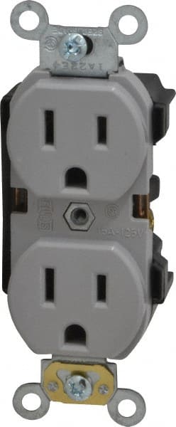 Straight Blade Duplex Receptacle: NEMA 5-15R, 15 Amps, Self-Grounding MPN:5252-GY